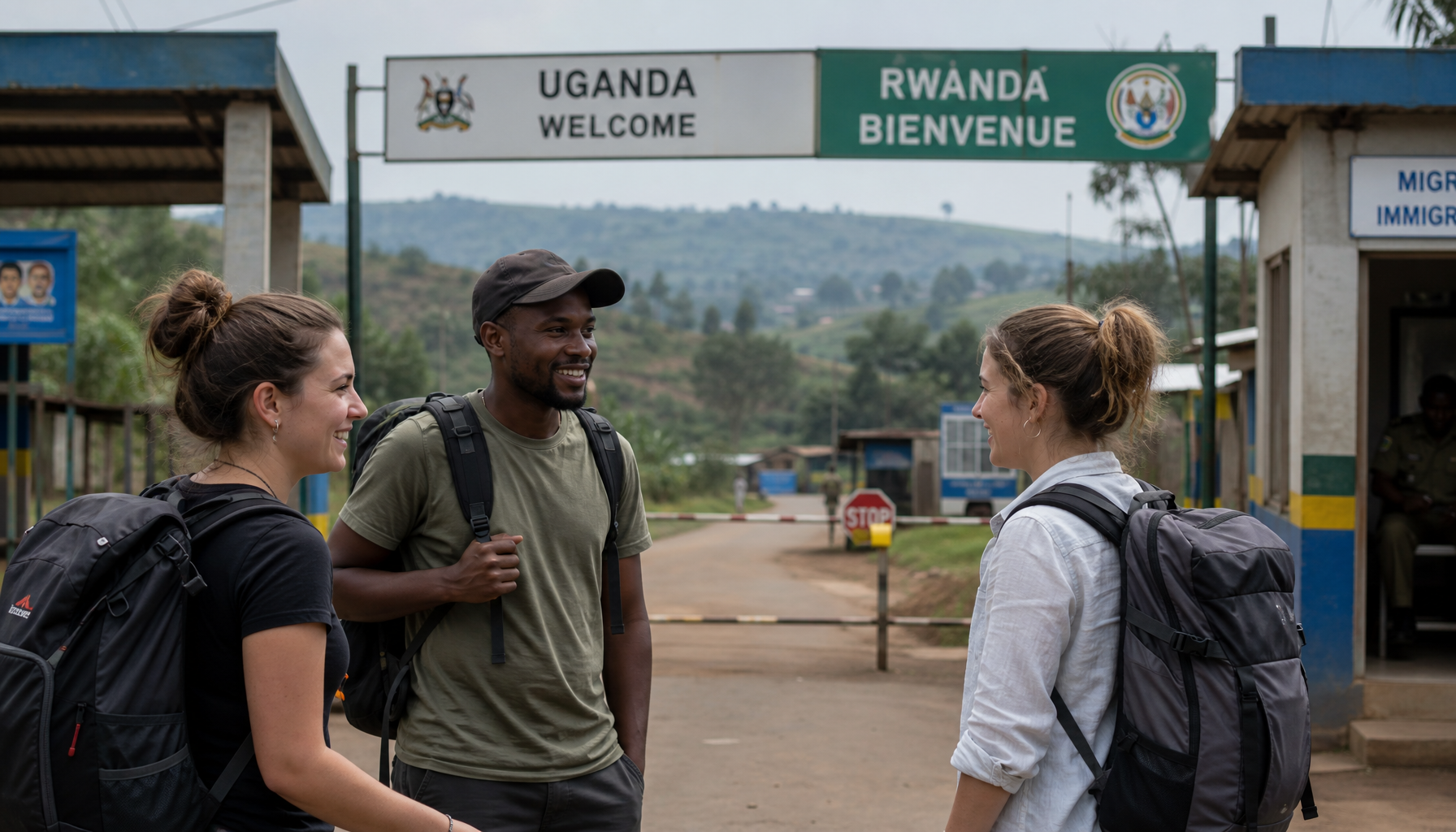 travelers, on Uganda rwanda border 