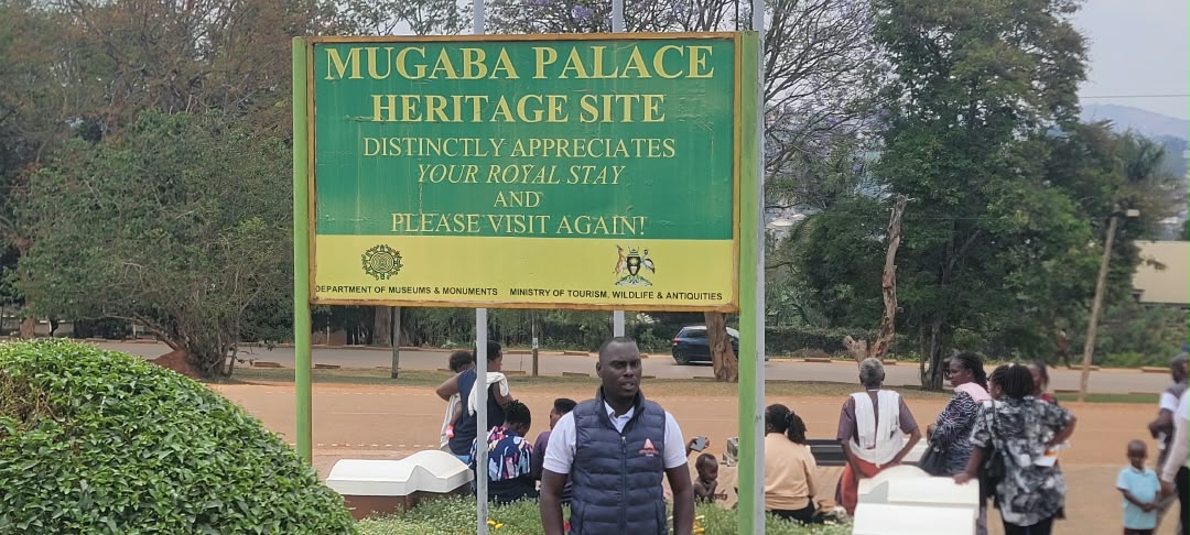 Entrance sign welcoming visitors to Mugaba Palace Heritage Site in Mbarara, Uganda
